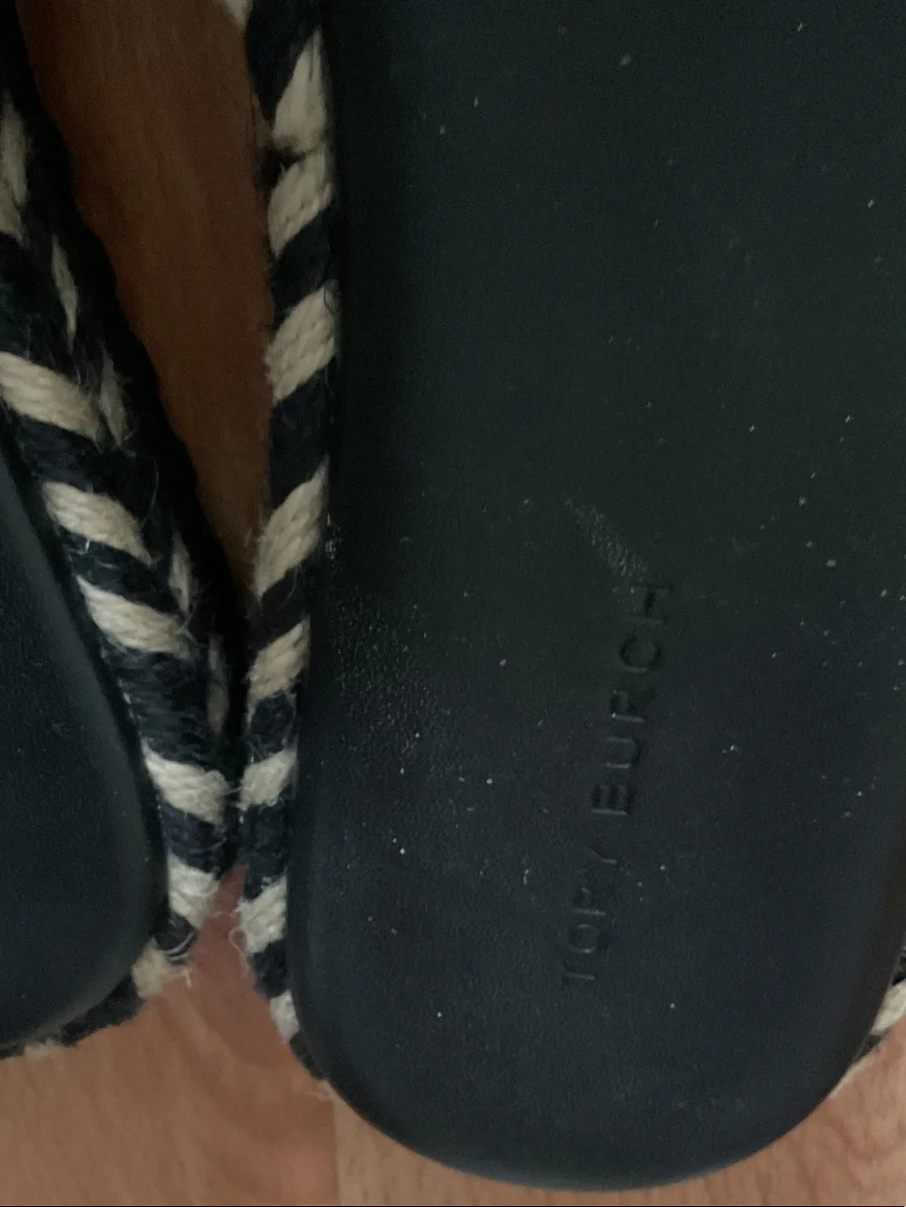 Tory Burch Black Leather Slide Sandals with Braided Trim - Picture 3 of 3